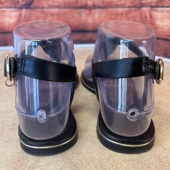 Guess Black & Gold T-Strap Sandals - Picture 5 of 10